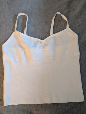 Wilfred Cream Ribbed Knit V-Neck Camisole with Adjustable Straps